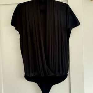 PAIGE Black Draped Bodysuit
